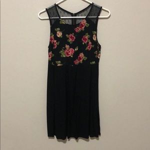 Black floral mini dress